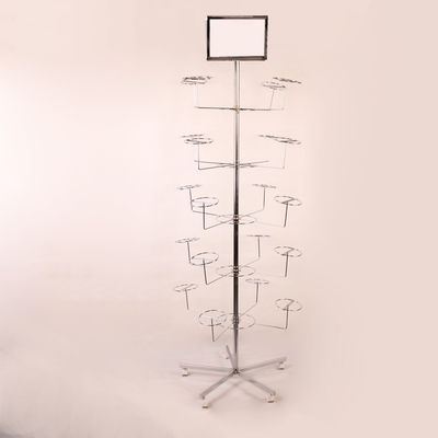 HongChuang 5-Tier 20 모자 회전 모자 선반, 광고가 있는 모자를 위한 금속 바닥 선반