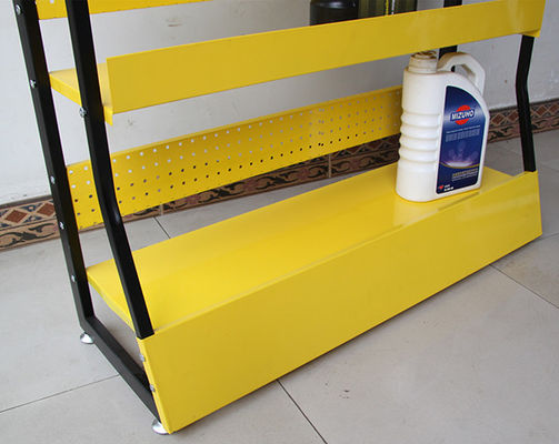 차량 부속물을 위한 옐로우 컬러 4 층 금속 자유 직립형 선반은 저장합니다