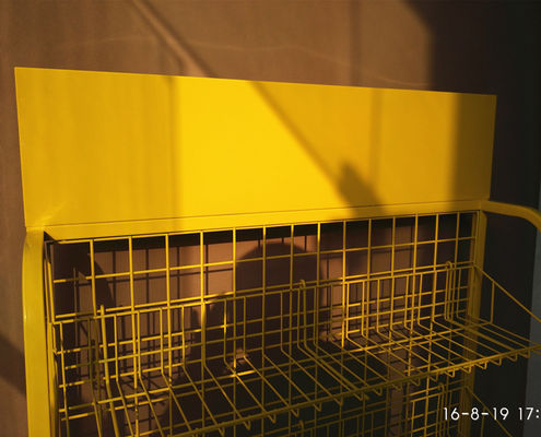 Yellow Color Metal Supermarket Display Racks Floor Standing
