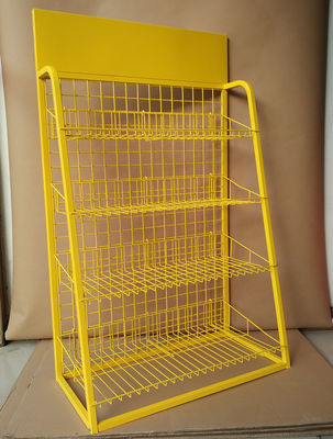Yellow Color Metal Supermarket Display Racks Floor Standing